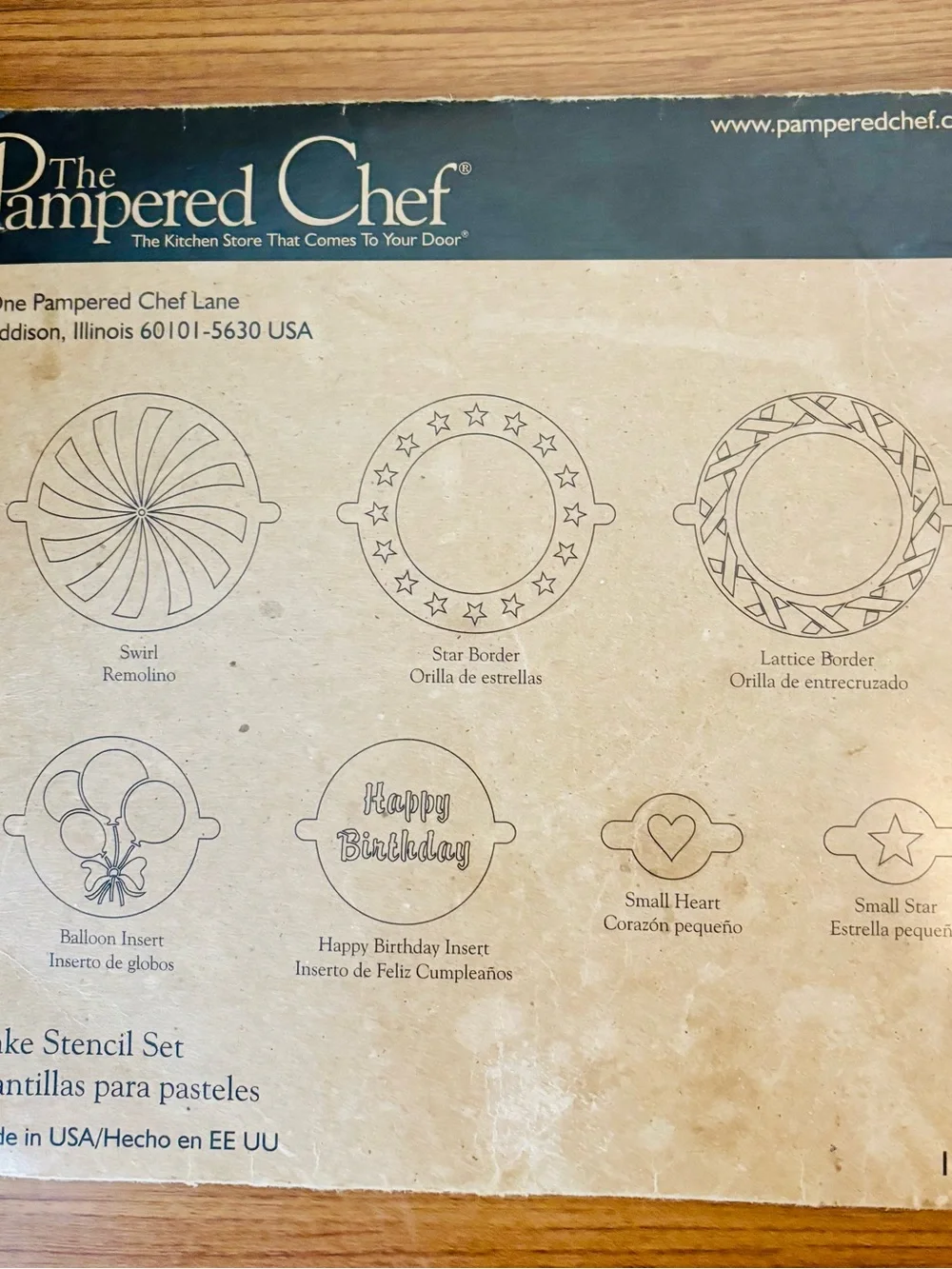 New 2003 Retired Pampered Chef Cake Stencils Swirl Star Balloon Happy Birthday